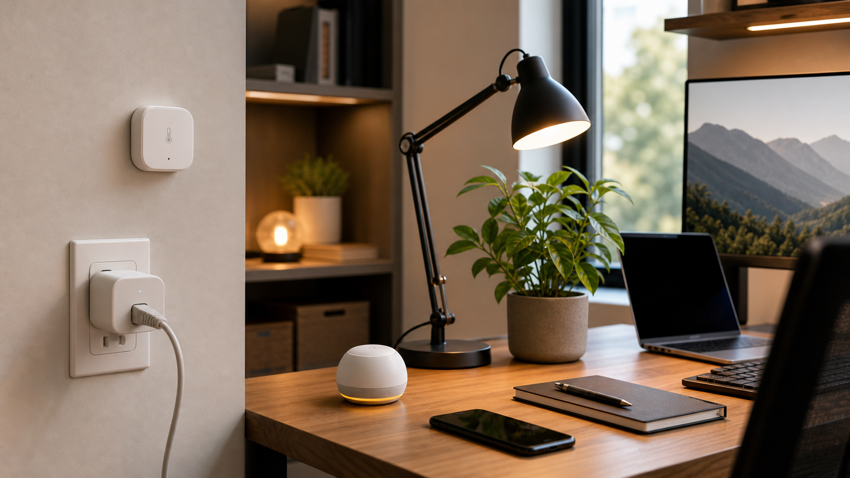 Smart Living editorial photo for Smart Plugs and Sensors That Actually Help a Home Office
